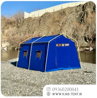چادر کمپینگ ۱۲ نفره KMS سایز ۳×۴ آبی | چادر مسافرتی چهار فصل ضدآب دوپوش (پوش عادی)