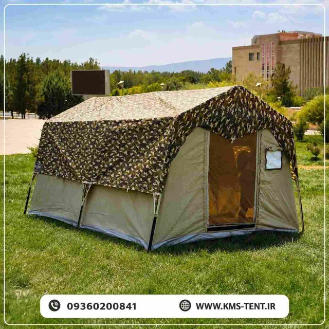 چادر ۳×۴ کمپینگ حرفه ای خاکی دوپوش و سایبان دار برزنت گلشن پاکستانی برند KMS